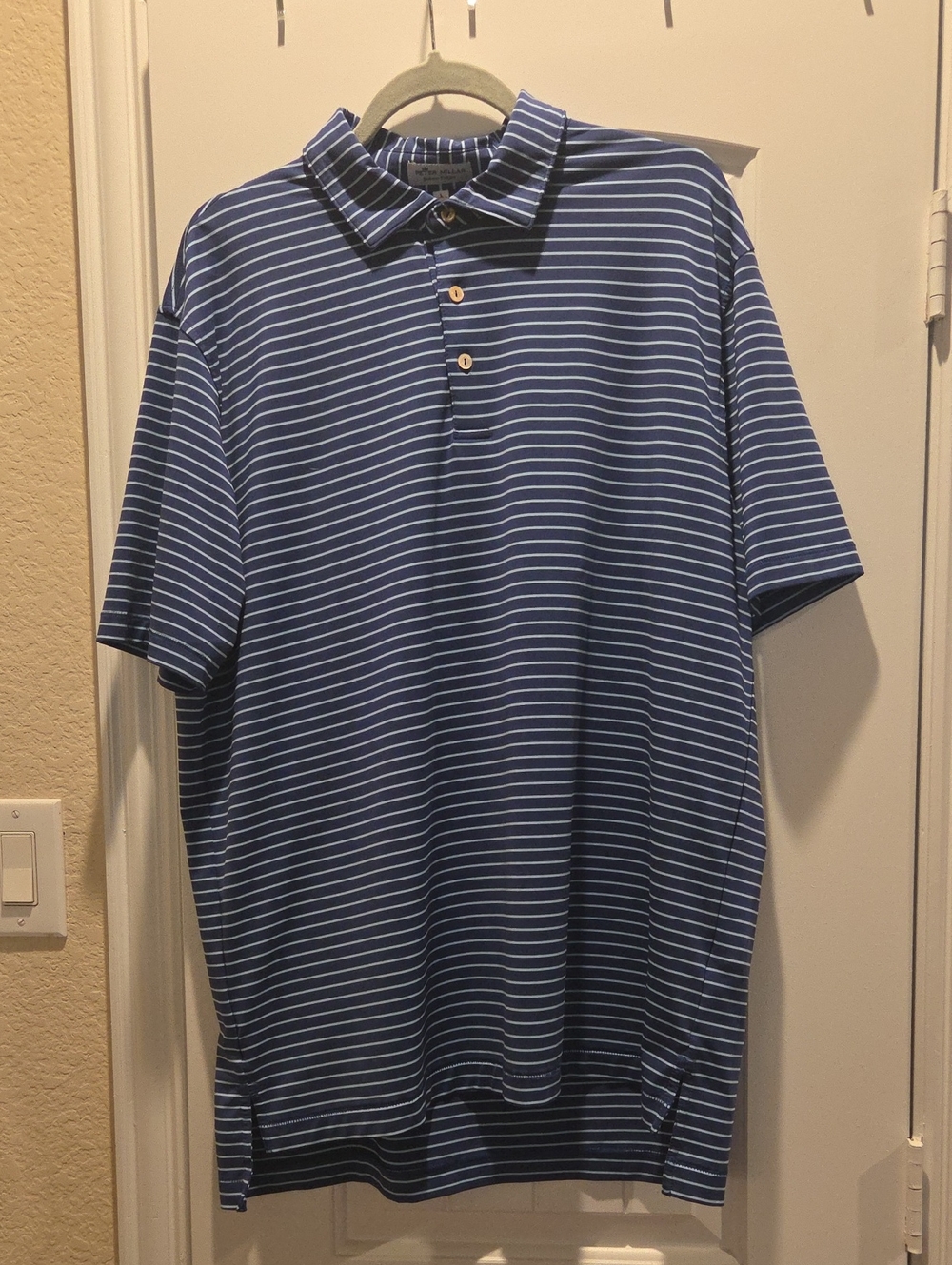 Peter Millar Navy Striped Polo
